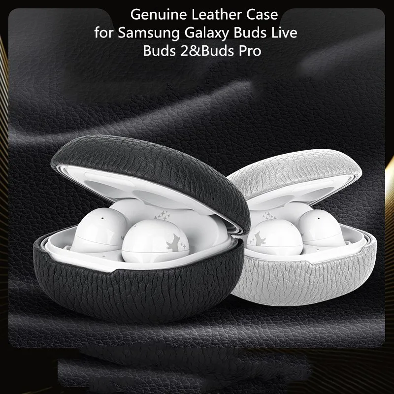 Custodia In Vera Pelle Per Samsung Galaxy Buds2/Buds Live/Buds Pro Protector Lychee Pattern Cover In Pelle Bovina Per Galaxy Buds2 Pro