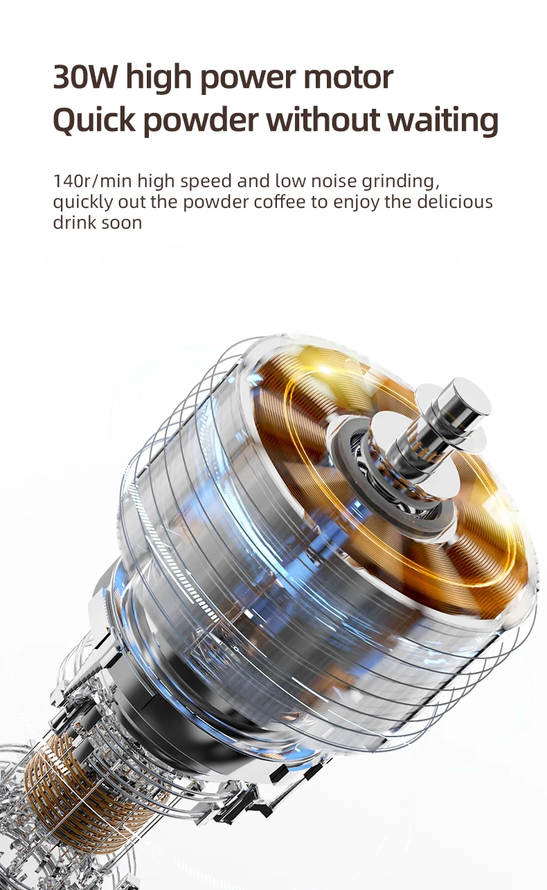 Sac36b818f0e84938aa77bc596ad876d9M Electric Coffee Grinder 48MM Burr Grinders Black White Espresso Stepless Fineness Adjustment Mallzona