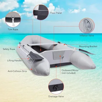 7.5 ft Inflatable Dinghy Boats with Aluminium Alloy Floor,Portable Boat Raft, Inflatable Touring Kayak,w/Panels Paddles Air Pump 5