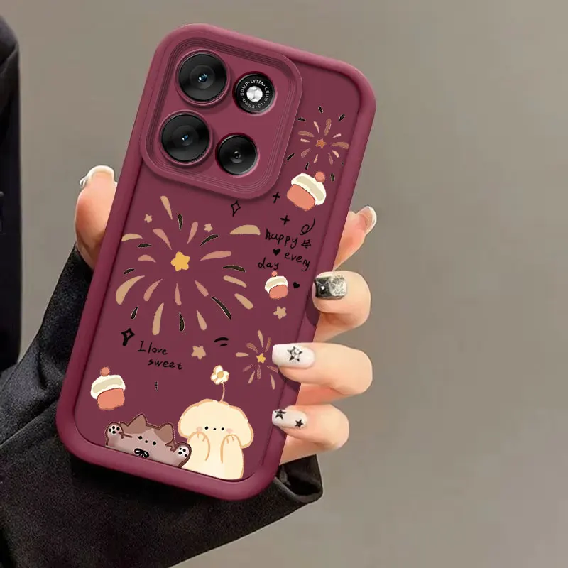 Fashionable Cute Cartoon Cat Silicone Shockproof Protective Back Cover Case