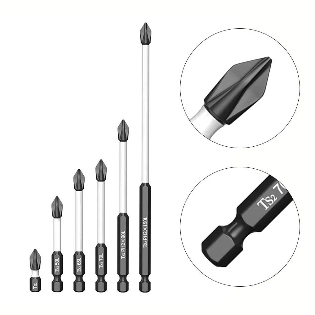 

1pc Electric Screwdriver Bit Magnetic Batch Head PH2 Cross Anti Slip Bits High Hardness Hand Drill Bit 25 50 65 70 90 150mm