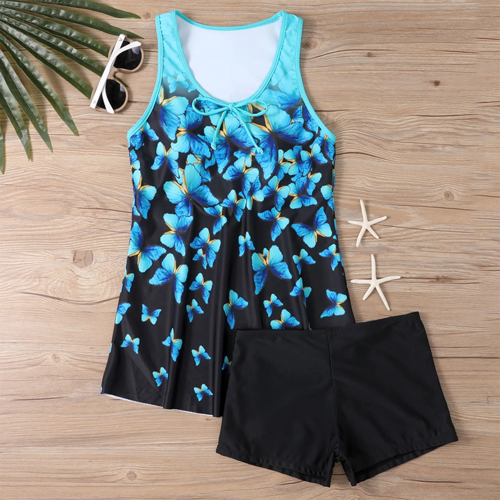 Plus Size Swimsuit Women Two Piece Women'S Sexy Slim Fit Printed Sling Split Boxer Shorts Bikini Beach Bikinis Sets Women 2024