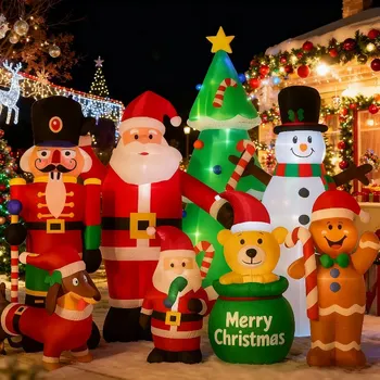Décos gonflables de Noël LED : bonhomme de neige géant, fête jardin