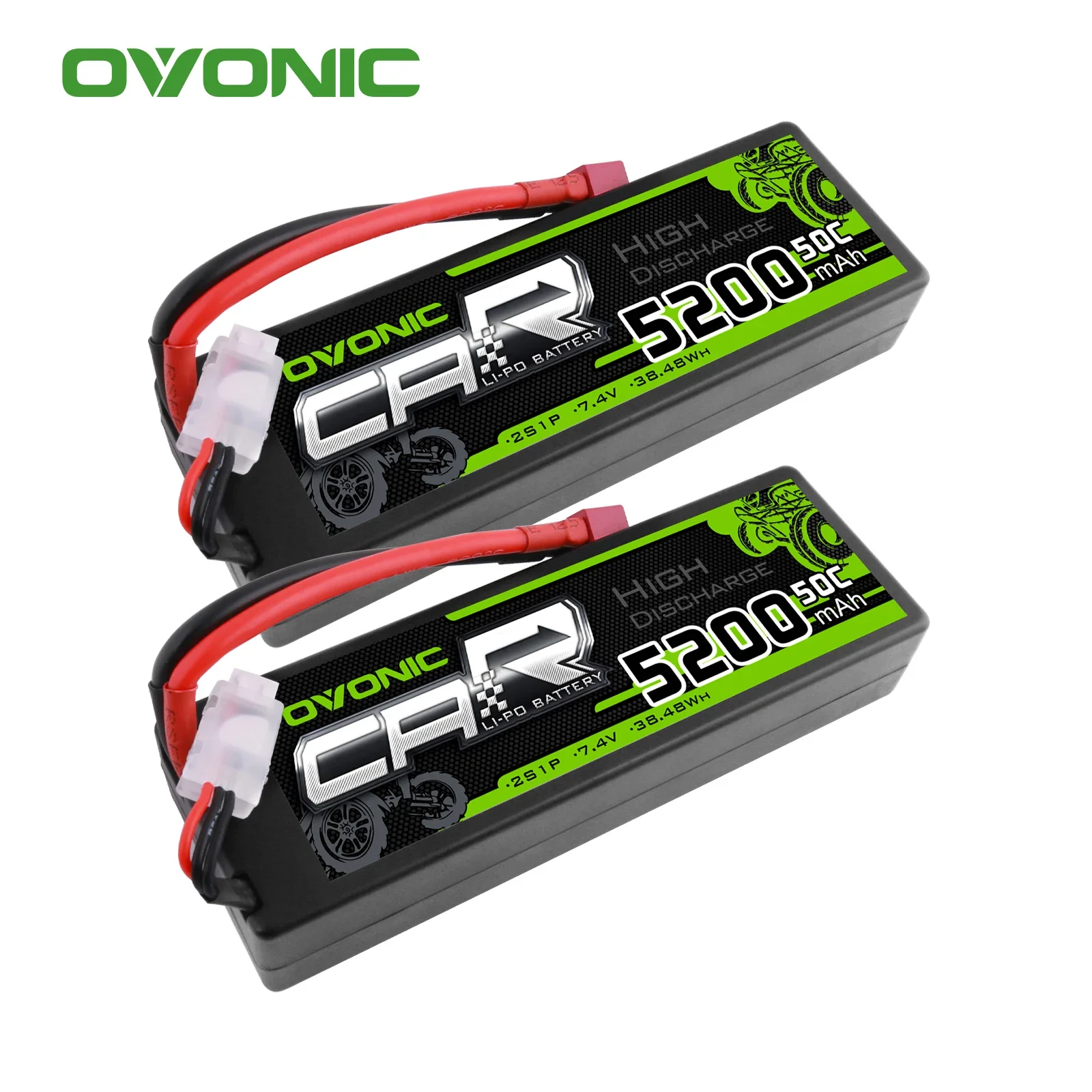 

Аккумулятор OVONIC 5200 мАч 7,4 В LiPo 2S 50C, жесткий корпус, разъем Deans для ARRMA 1/8 1/10 Bandit Emaxx Traxxas Slash HPI RC Car