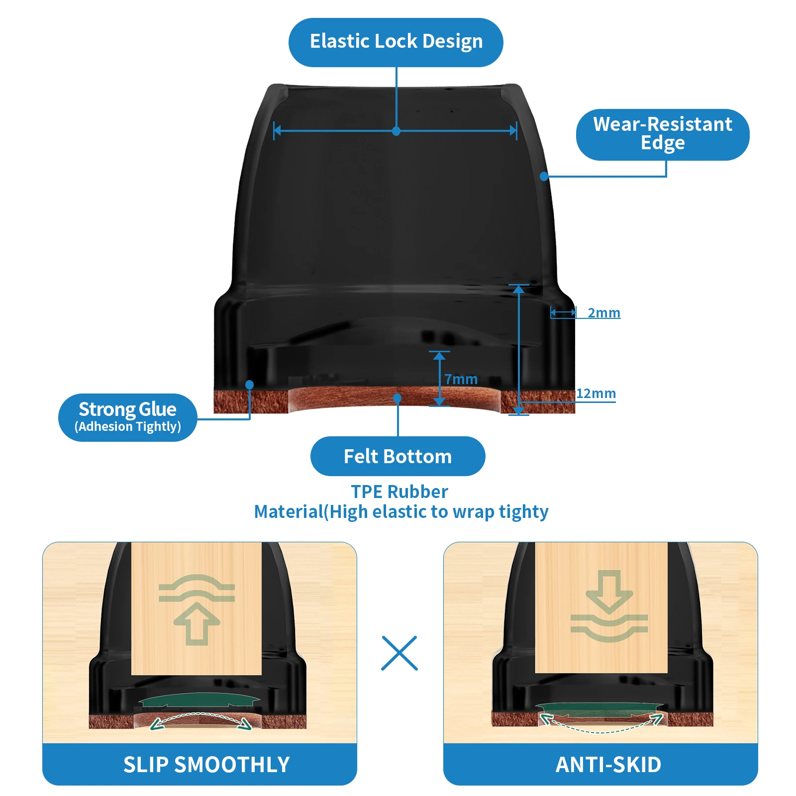 Chair Leg Floor Protectors 8PCS Foot Cover Diagonal with Thick Wrap Felt Pads Silicone Furniture Table Feet Protect Floors furniture leg pads chair leg caps chair leg protector furniture foot pads rubber furniture feet pads furniture leg caps furniture foot protector furniture feet
