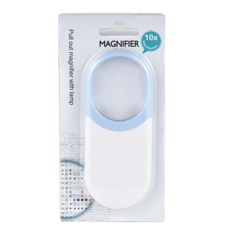 

Magnifier Small Pocket Glass 10X with LED Light For Reading Fine Print; Mini Lighted Hand Held Magnifier