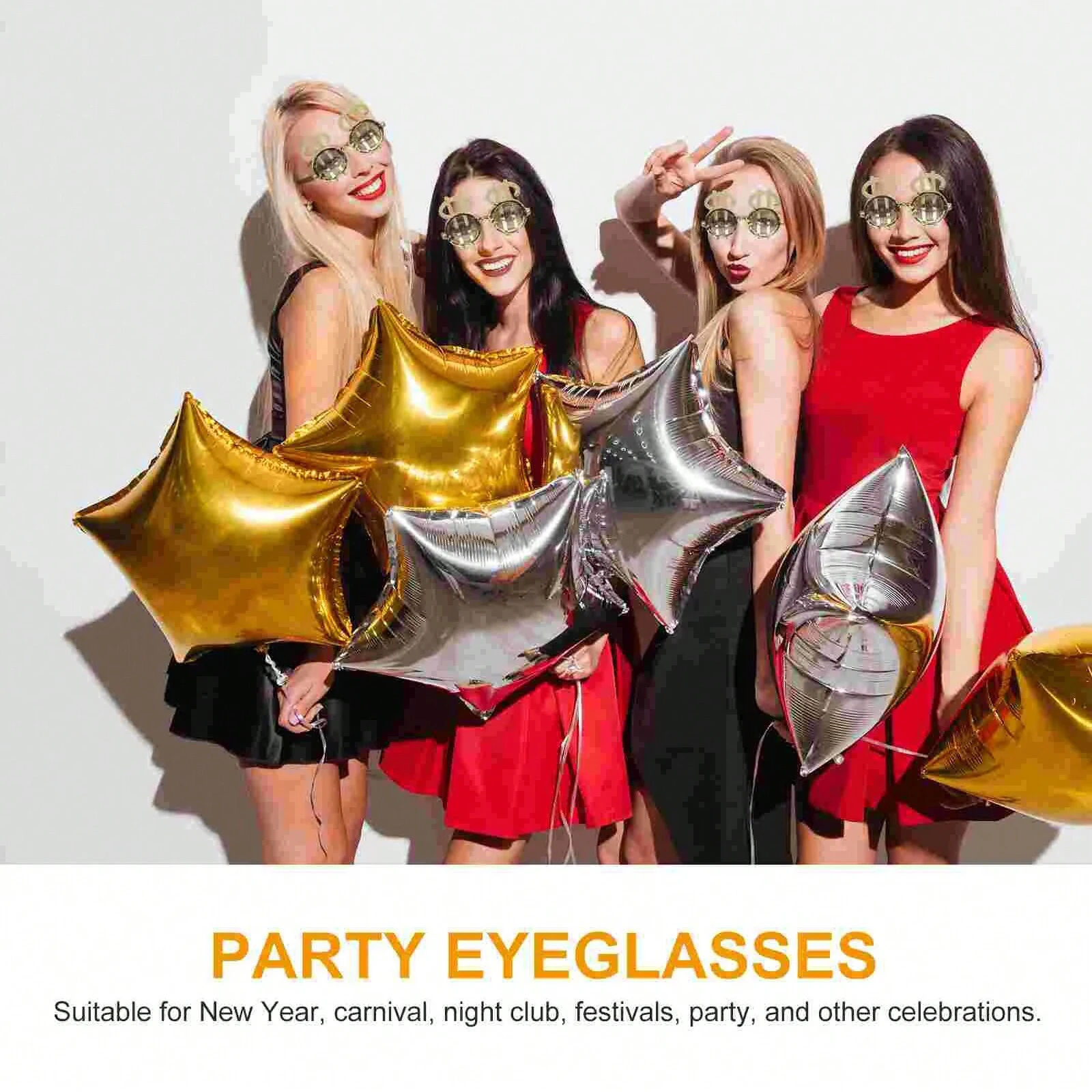 5pcs Gold Sign Glasses Birthday Decorations Birthday Party Photography Props Party Glasses Decoration