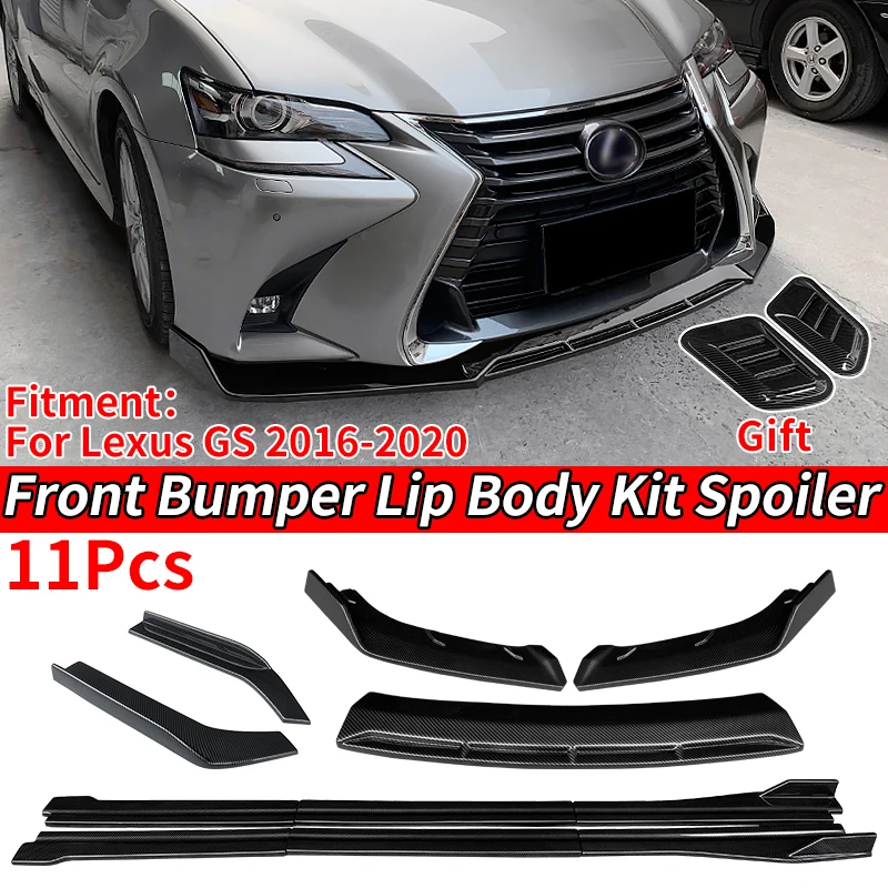 

Car Front Bumper Splitters Lip Body Kit Spoiler Side Skirts Extensions Rear Wrap Angle Shark Fins ABS For Lexus GS 2016-2020