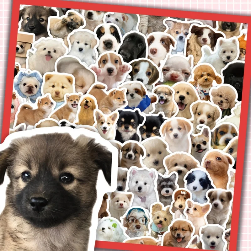 100개입 현실적인 강아지 스티커 귀여운 강아지와 동물 스티커세련되고 귀여운 애완동물 벽 및 데스크탑 스티커