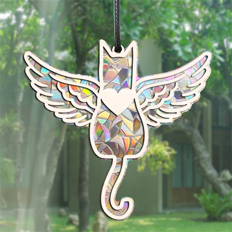 Colorful Sun Catcher Animal Dog Decorative Hanging Ornament Wooden Pendants