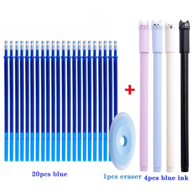 25 pcs/set Erasable Gel Pen Refills Rod 0.5mm Washable Handle Magic Erasable Pen for School Pen Writing Tools Kawaii Stationery 25pc blue