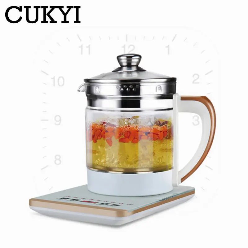 CUKYI 110V/220v health pot Multifunctional electric boiler Cooking pot Fully automatic Thickened glass electric heating kettle 5