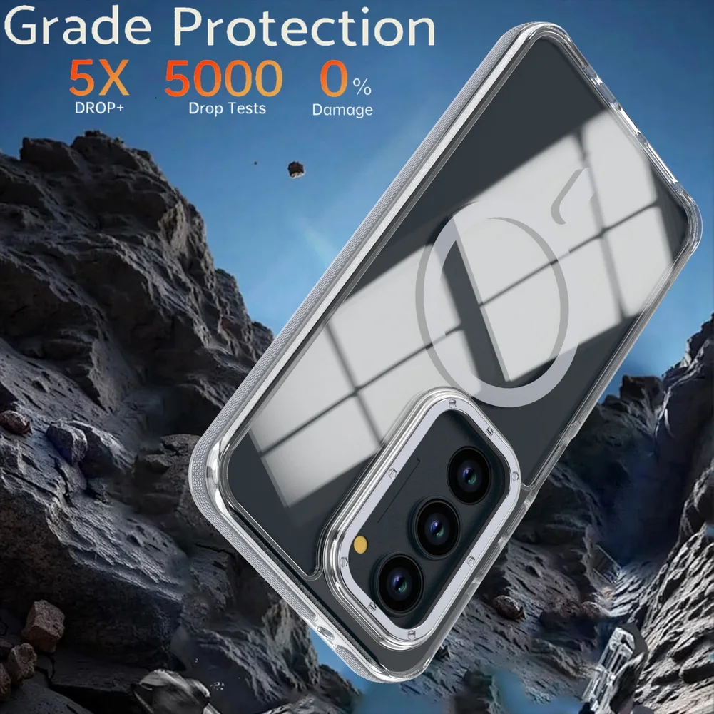 High-Quality Non-Yellowing Transparent Magnetic Protective Phone Case