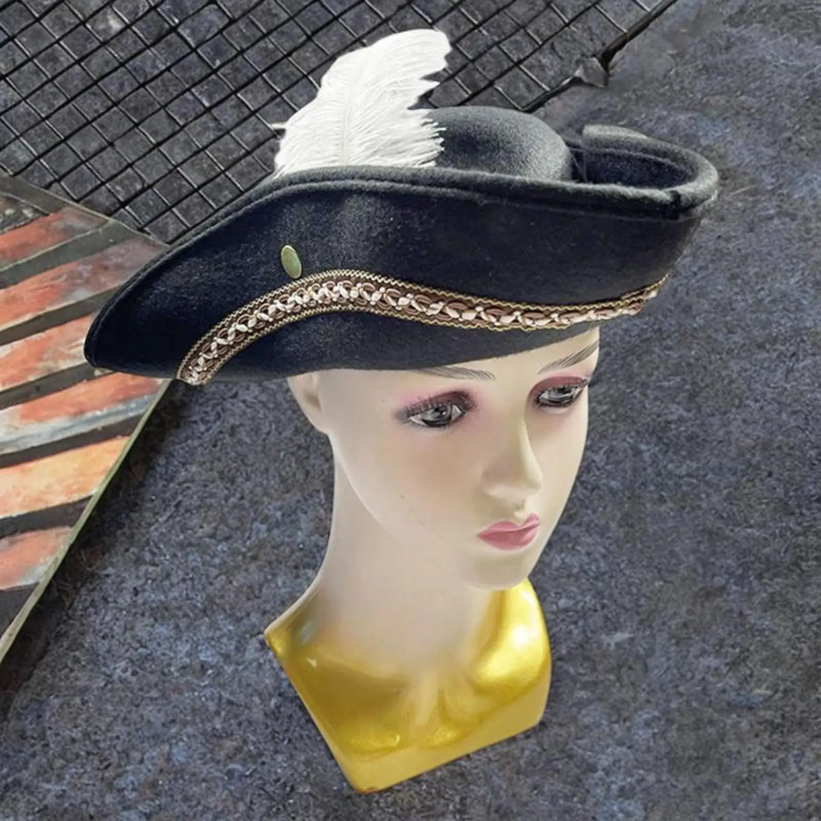 Pirate Hat Vintage Costume Accessories Dress up Buccaneer Tricorn