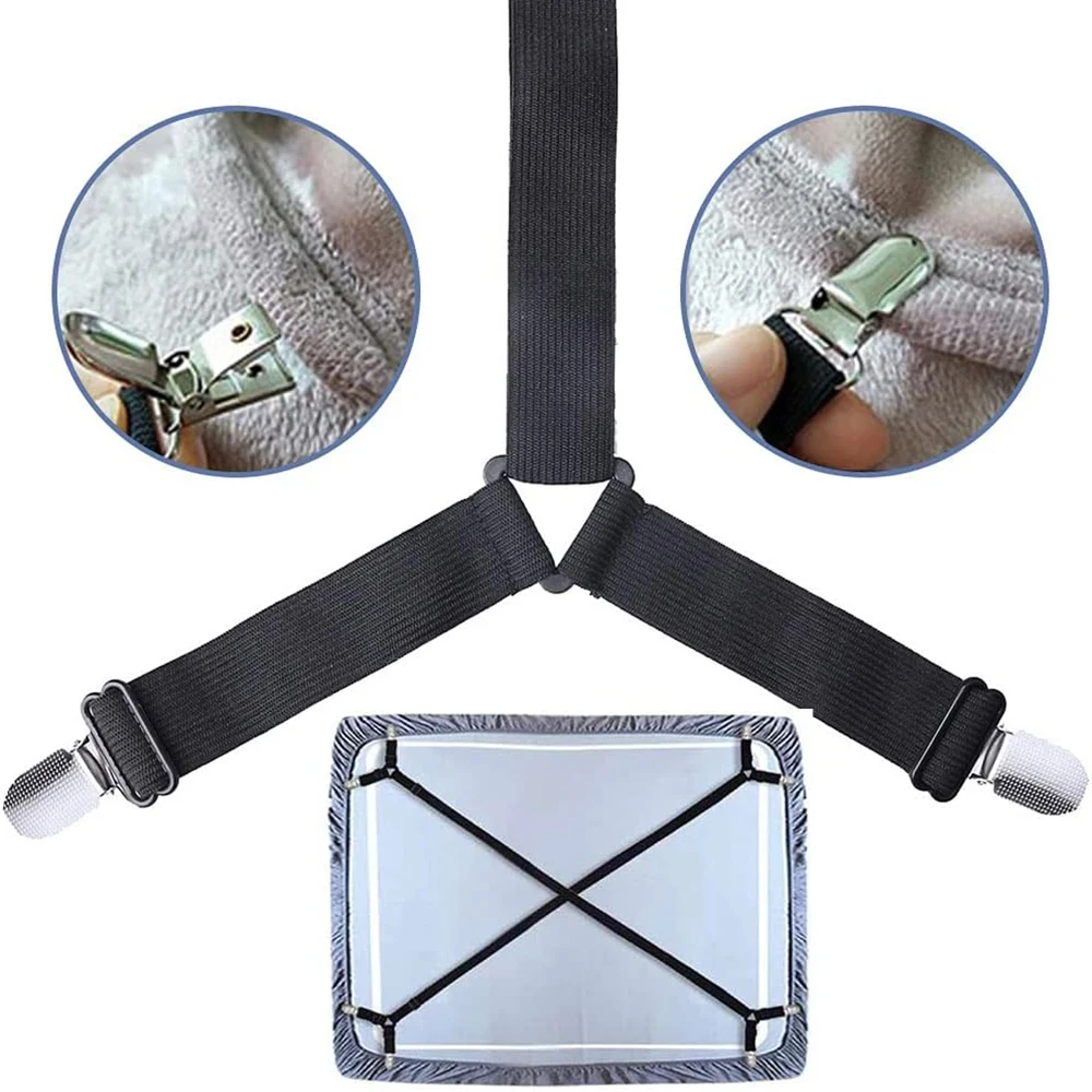 Sheet Fastener Fixing Straps Adjustable Cross Elastic Straps Flat Fit Sheet Clips for Mattress Cushions Sofa Cushions 2 PCS sheet fastener
