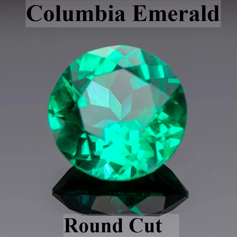 Top Laborgezüchteter Columbia-Smaragd Handgeschliffener Runder Edelstein für Damen-Schmuck, Ringe und Ohrringe, Wählbares Zertifikat