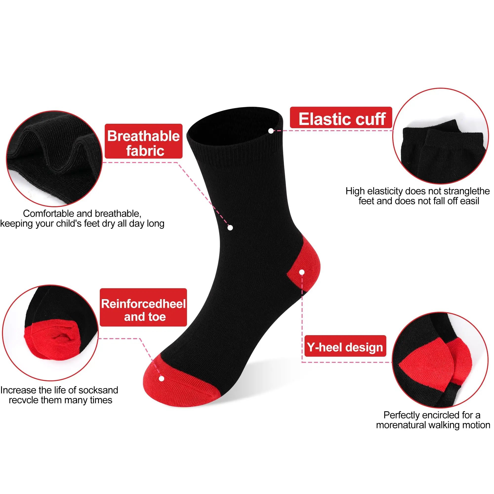 18-Pack Vibrant Crew Socks for Kids – Soft & Breathable Everyday Wear