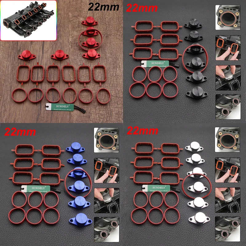 Per Bmw E60/61 520D 525D 530D 535D 6X22Mm Diesel Swirl Flap Bungs + Guarnizioni Nero Blu Argento Rosso