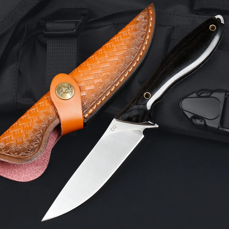 

Knife D2 Fixed Blade Knife Sharp Full Tang Camping Fishing Barbecue EDC Knives Hunting Tool Kitchen Meat Fruit Vegetable Cutter