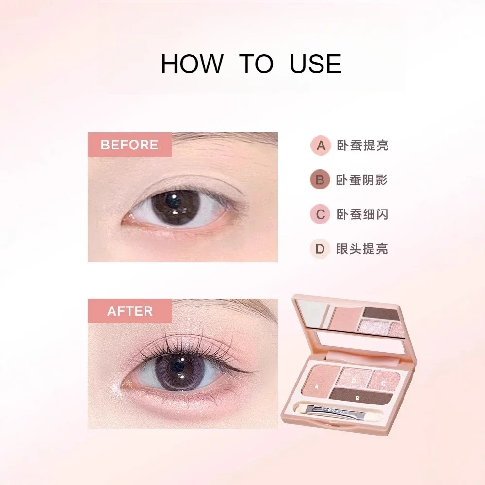 4Color Eyeshadow Silkworm Palette Blush Eyeliner Highlight Contour Palette Brighten Face Makeup Judydoll
