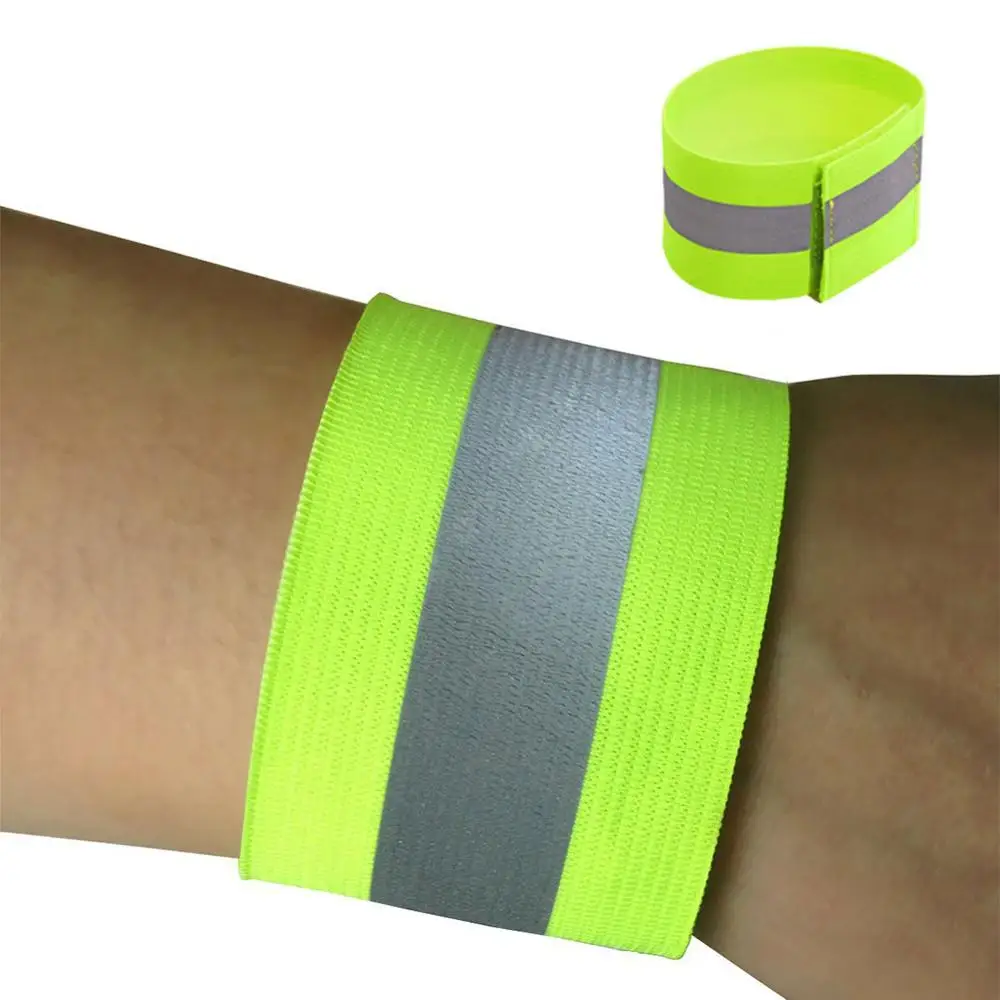 2pcs Reflective Safe Band Strap Wrist Leg Ankle Fluorescent Green Warning Belt Night Running Cycling Jogging Wristband