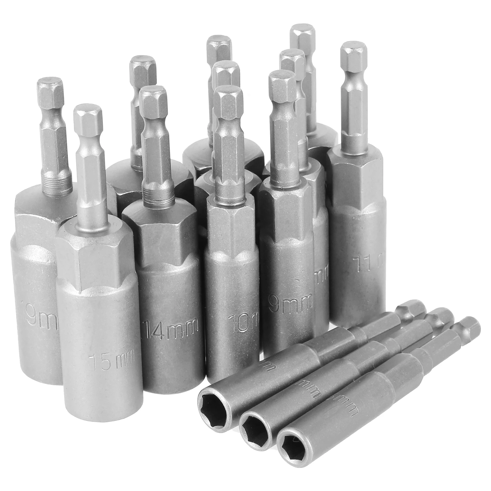 14Pcs Hexagonal Sockets Set 6 19mm Deep Socket Adapter Set Hex