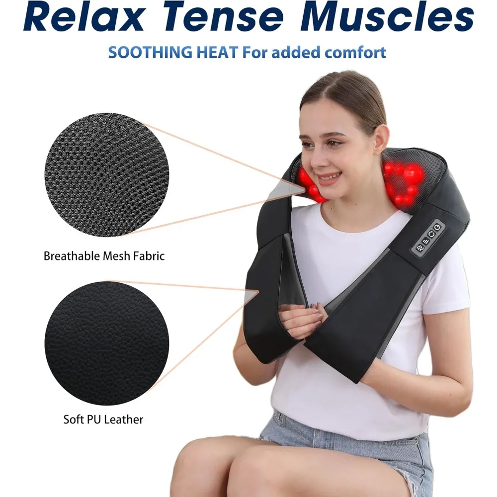 Heat Electric Deep Tissue Kneading Massager for Neck and Back, Ideal Birthday and Special Occasion Gift, Black Grey - immagine 5