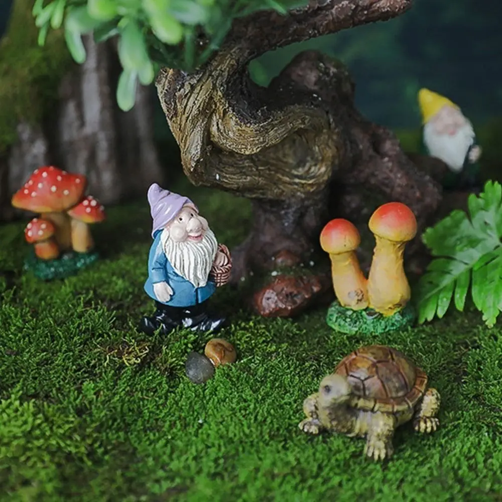 Multicolor Mini Gnome Figurines Desktop Decoration Micro Landscape Miniature Dwarfs Statue Moss Terrarium Handicraft