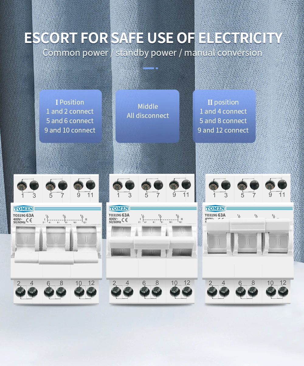 3P 380V AC 40A 63A MTS Dual Power Manual Transfer Isolating Switch Interlock Cir