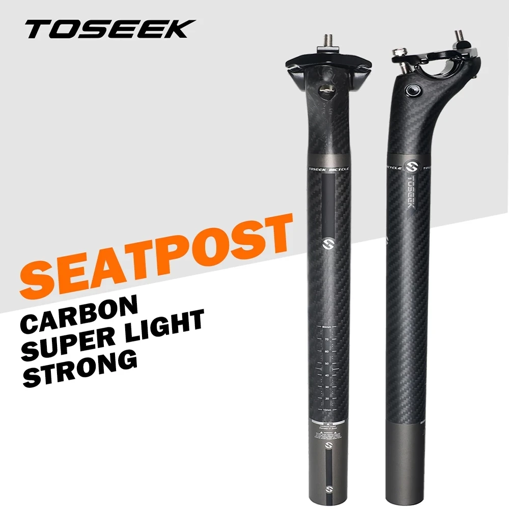 

TOSEEK New MTB/Road Bike Seat Post Carbon 3K Weave Matt Offset 20mm Seatpost 27.2/30.8/31.6 MTB Telescopic Seatpost Dropper Post