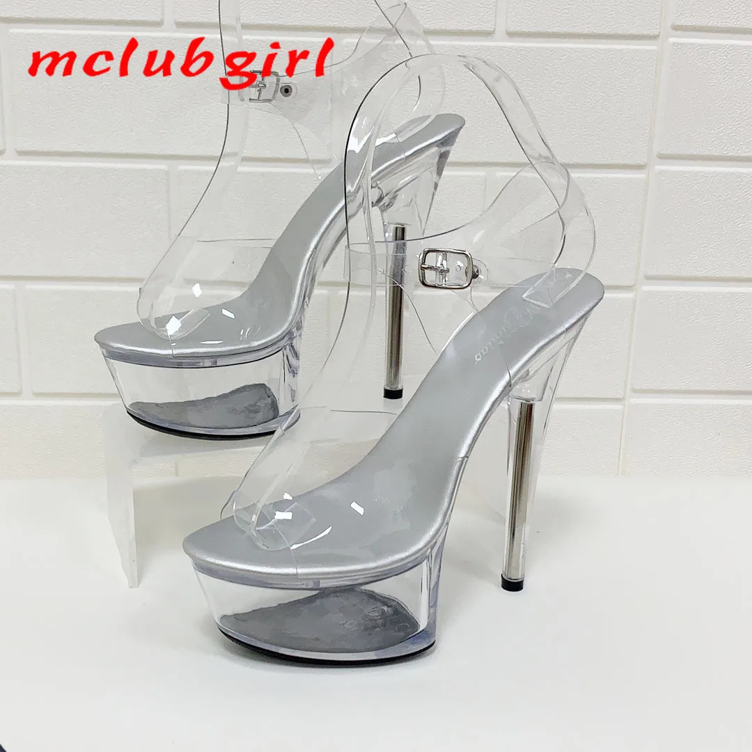 Women High Heels Women Sandals Comfortable Sandals 15CM Stiletto Waterproof Platform Sandals Transparent Crystal Wedding Shoes 34-43