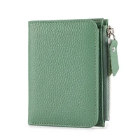 Women Genuine Leather Slim Short Wallet RFID Blocking Bi-Fold Wallet Credit Card Holder money clip wallet Zipper Coin pocket 1