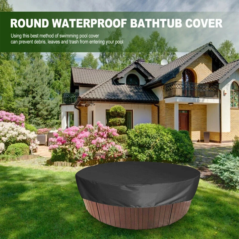Round Bathtub Cover Outdoor Anti-UV Protector Spa Hot Tub Dust Waterproof Covers Anti-UV Material Waterproof Strong Durable patio furniture cover