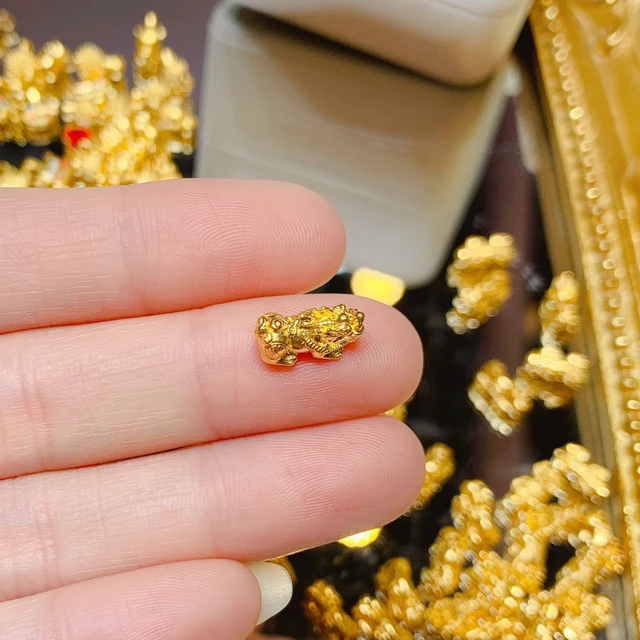 999 real gold yuanbao 24k pure gold pixiu fine gold jewelry gold charms for  bracelets about 0.5g-0.85g - AliExpress