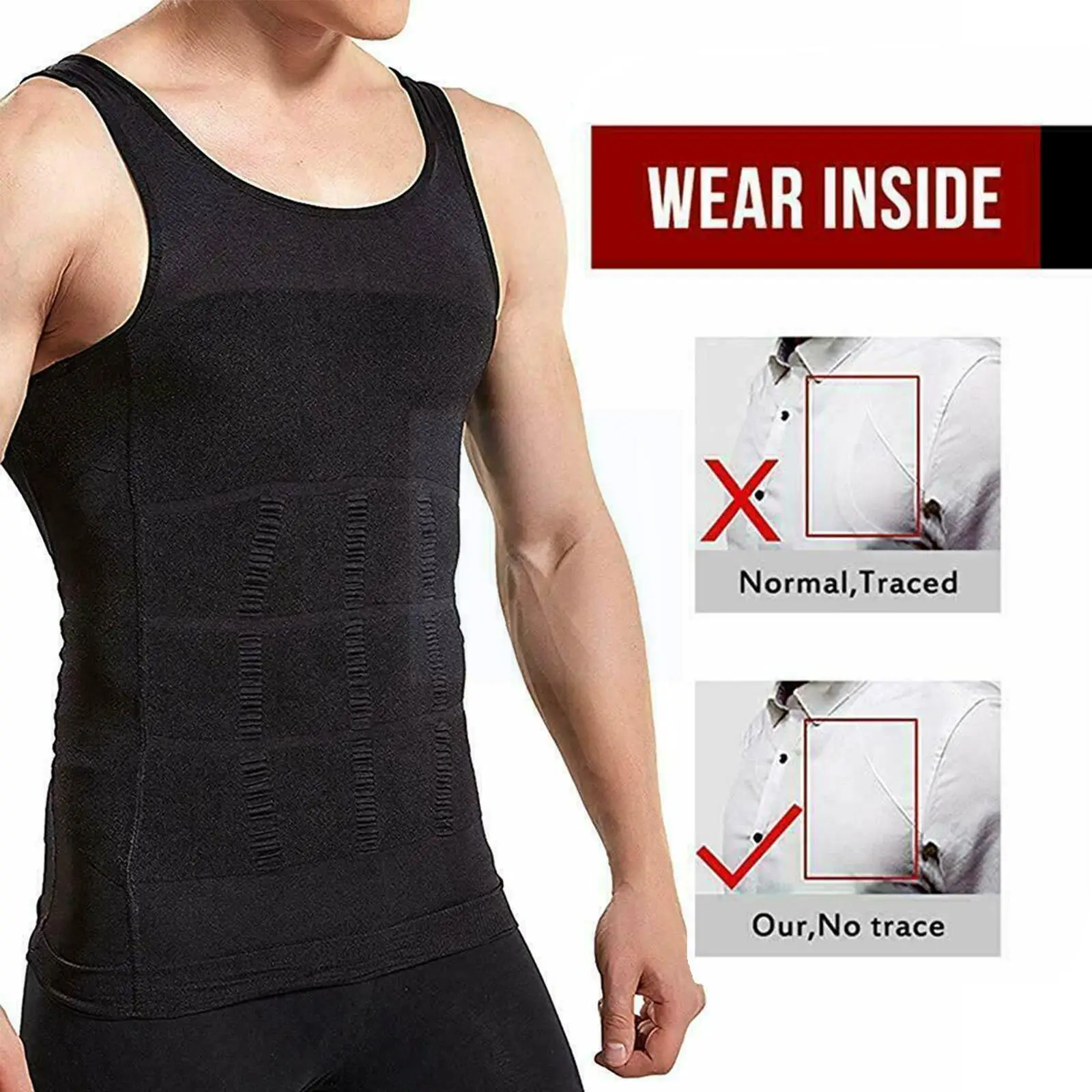 Men Slimming Elastic Body Shapewear Vest Tight Skinny Shirt Fitness Waist Compression Control Abdomen Breathable Sport Vest - Image 3