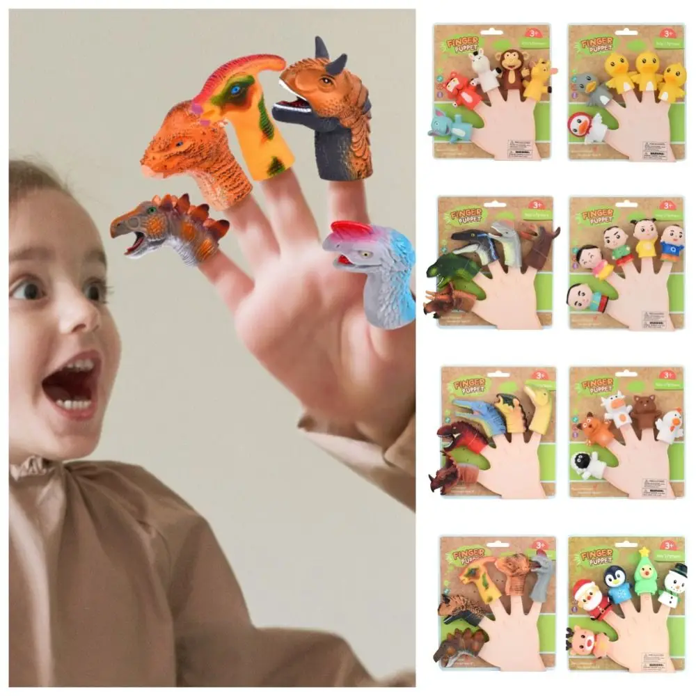 

Educational Toy Mini Animal Hand Puppet Colorful Montessori Dinosaur Finger Puppet Family Teether Chew Toys