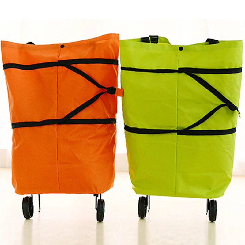 Shopping Bag Grocery Bags Folding Shopping Pull Cart Trolley Bag With Wheels Foldable Reusable Food Organizer Vegetables Bag