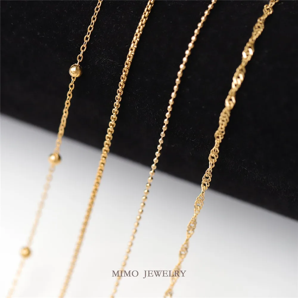 Titanium Steel Gold-plated Bead Chain Water Wave Chain Pearl Chain Loose Chain DIY Necklace Bracelet Accessories M-019