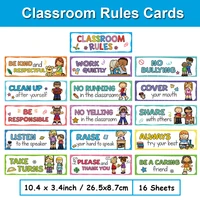 16 Pcs Classroom Rules Learning English Cards Bulletin Board Set Classroom Decor Behavior Rules Developing Teacher Teaching Aids 1