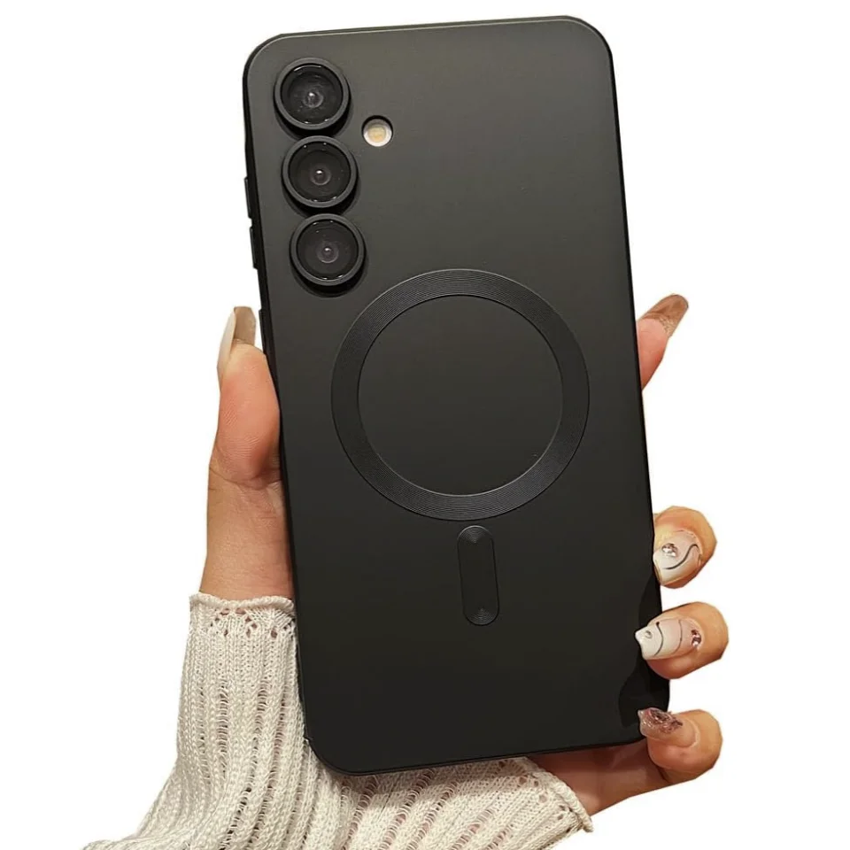 Matte Metallic Magnetic Phone Case with Drop Protection and Camera Lens Protector