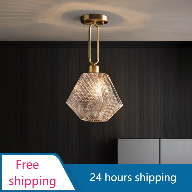 

Современное потолочное освещение для спальни, коридора, декоративные осветительные приборы, стеклянная люстра для дома и ресторана