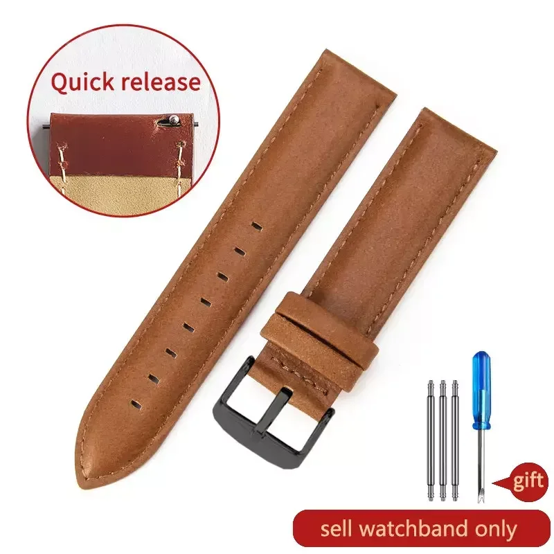 thumbnail image 1 of Correa de reloj DW de piel auténtica para hombre y mujer, de liberación rápida, duradera, de 14, 18, 20 y 22 mm, estilo antiguo y clásico de piel de vaca, 1 of 5