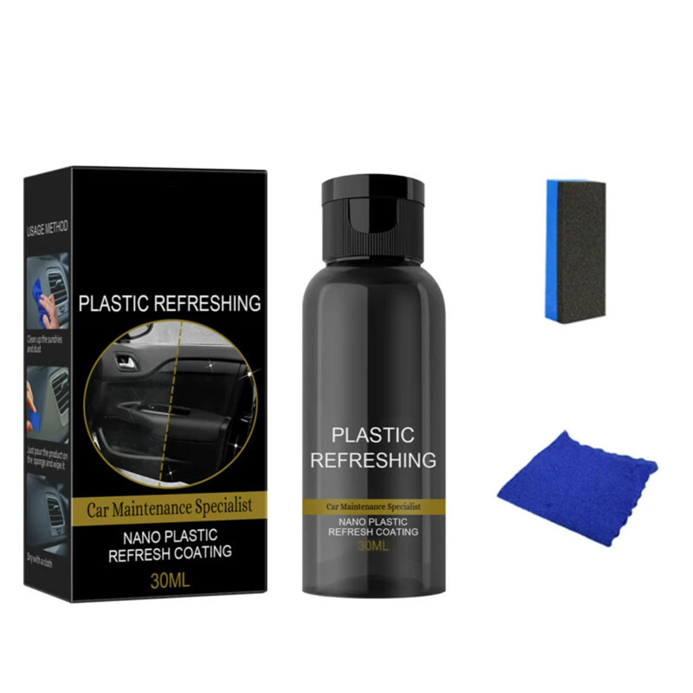 30ml/50ml Plastics Revitalizing Coating Agent Car Refurbishing Agent With Sponge Plastics Parts Refurbish For Car Easily
