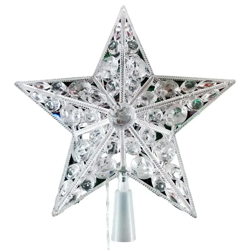 Delicate Five-pointed Star Shape Christmas Tree Top Light Durable Replaceable Lamp Lantern Decoration For Home christmas tree shape led bulb 220v 110v e12 filament lamp 1w replaceable plastics warm white garden for garland decoration light