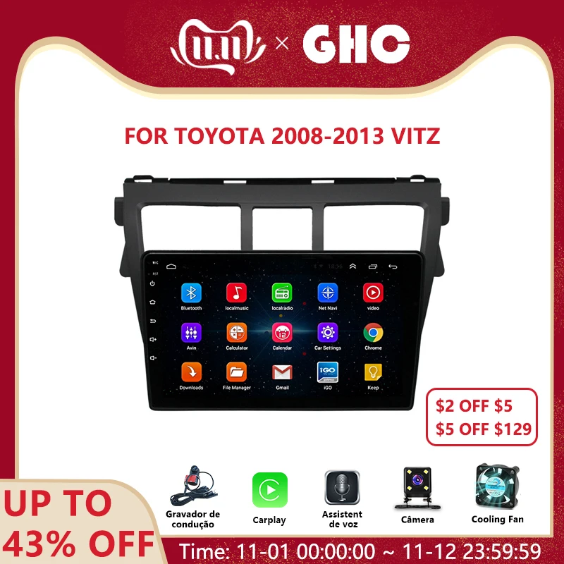 Ghc 9 Inch Android Auto Player For Toyota Vios 20082013 2 Din Car