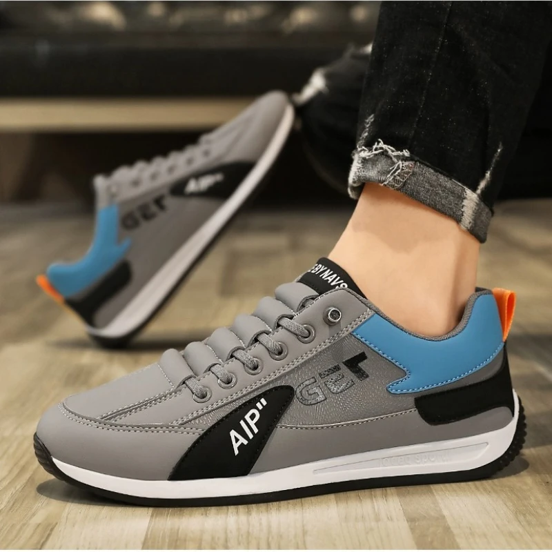 Men Casual Sneakers Trend Pu Leather Breathable Male Running Shoes Non-Slip Footwear Vulcanized Shoes Outdoor Non-slip Trainers