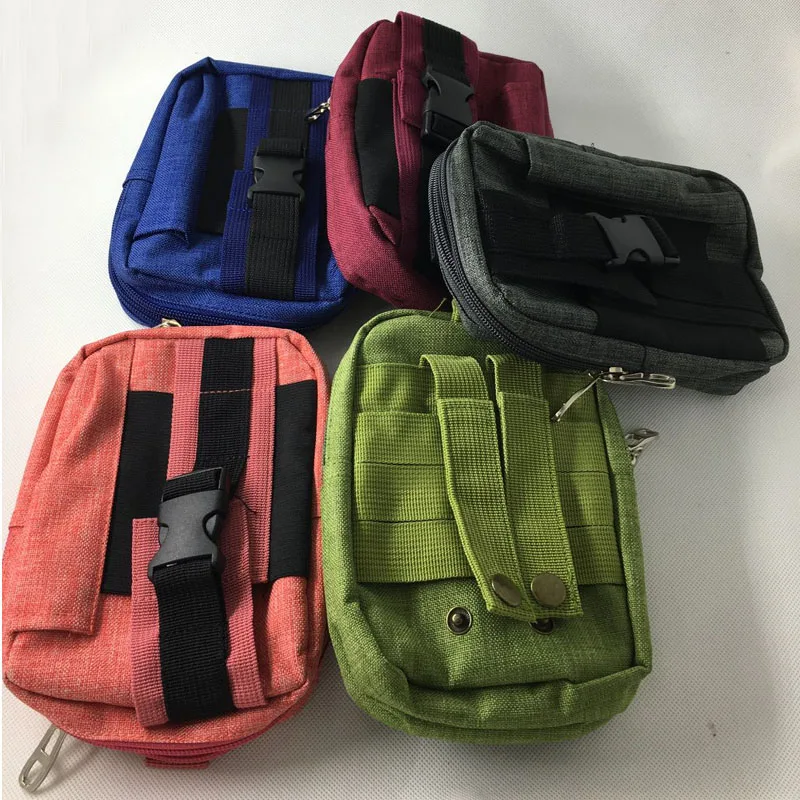 1PC Tactical Molle Pouch Belt Waist Pack Bag Durable Canvas Outdoor Running Gadgets EDC Tool Zipper Waistpacks Pen Torch Holster