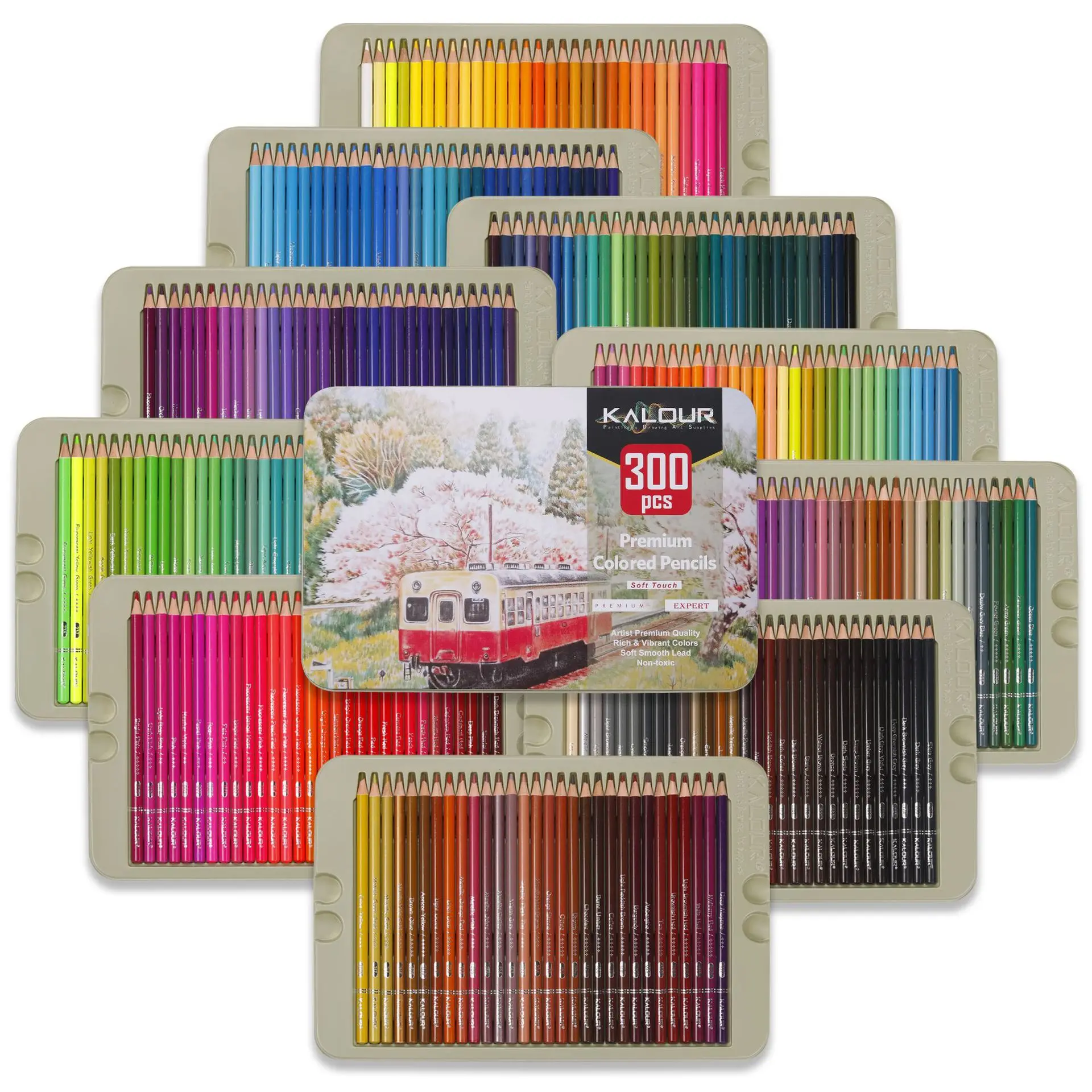 KALOUR – crayons de couleur en métal, 180 pièces/ensemble, fournitures  d'art en plomb, lapices pour dessin et croquis, papeterie esthétique pour