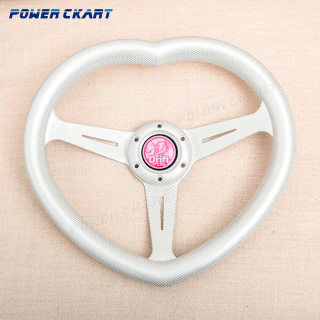 JDM Racing Sport Heart Steer Wheel White Carbon Look Heart Shape Steering  Wheel with Anime Horn Button - AliExpress