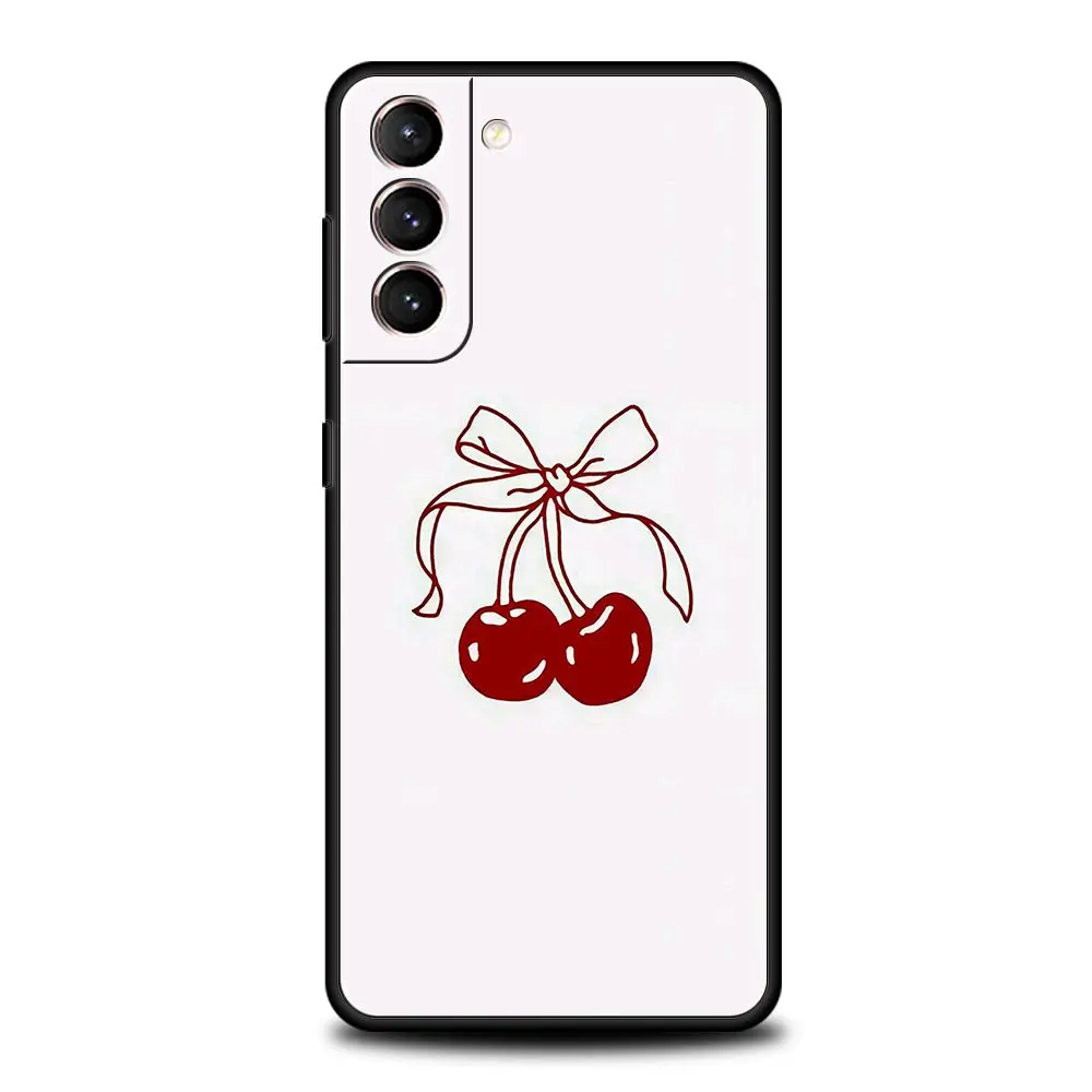 Charming Cherry Bow Soft Silicone Phone Case